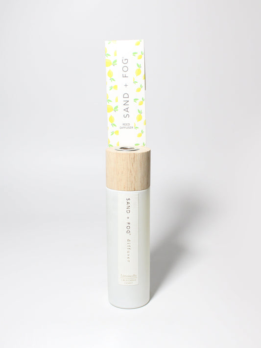 Limoncello reed diffuser White Eggshell vessel with Wood top