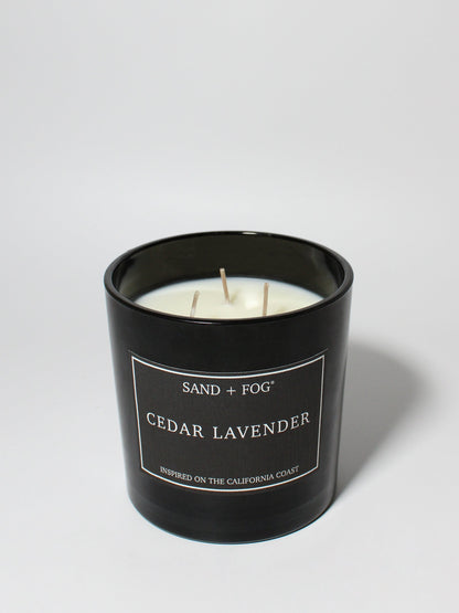 Cedar Lavender 21 oz scented candle Black vessel with Wood lid