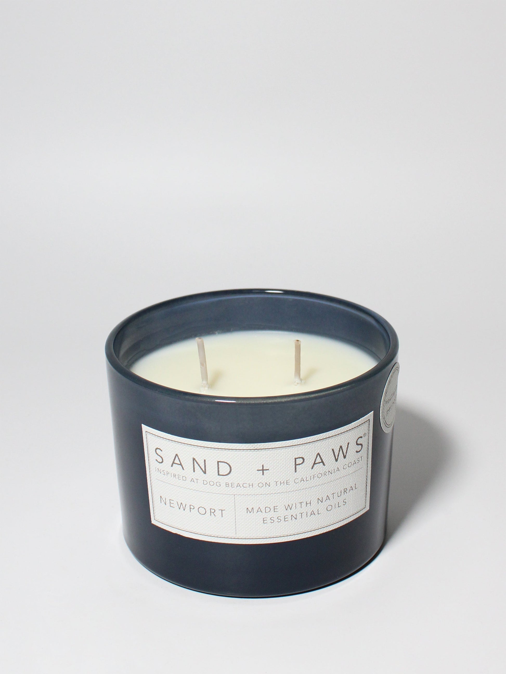 Sand + Paws Newport 12 oz scented candle Ink vessel with Painted Paw Print lid
