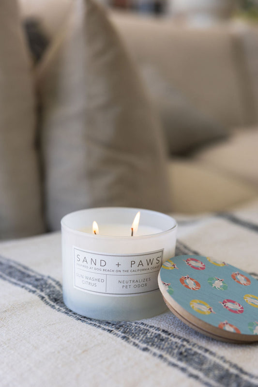 Sand + Paws Sun Washed Citrus 12 oz scented candle